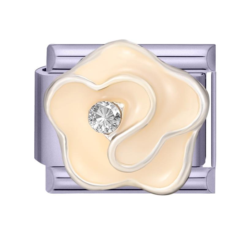 Y2K Purple Series Bow Candy Heart Flower Shiny Italian Charm Links Fit 9MM Stainless Steel Bracelet Girls' DIY Making Jewelry