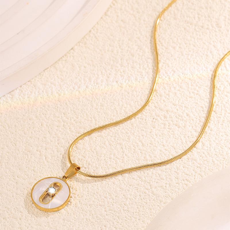 Fashion K Gold Collarbone Chain Hollow Sliding Single Diamond Necklace Women's High Specification Simple Titanium Steel Necklace