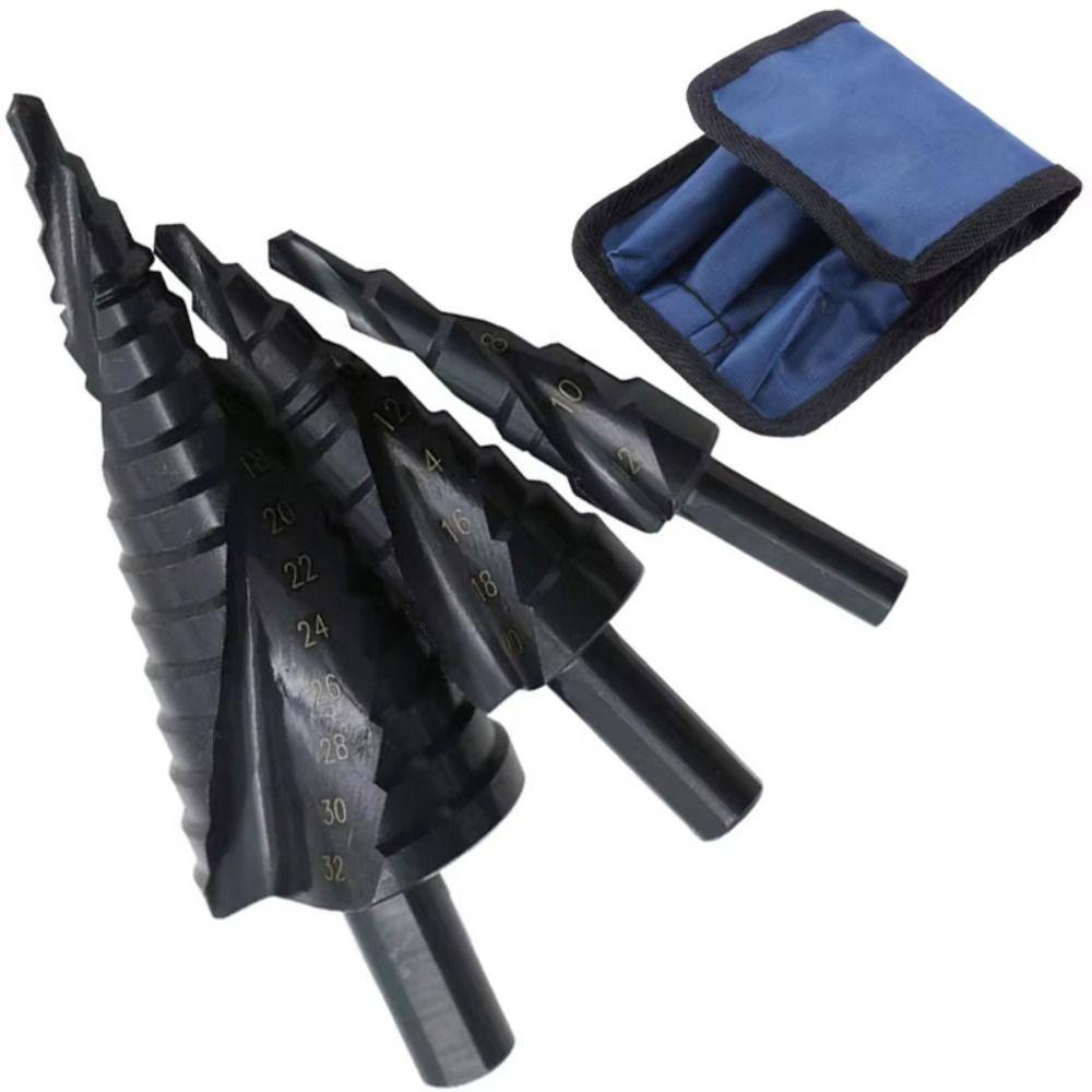 

HSS Drill Bit Set Spiral Groove Hole Opener Portable Step Drill