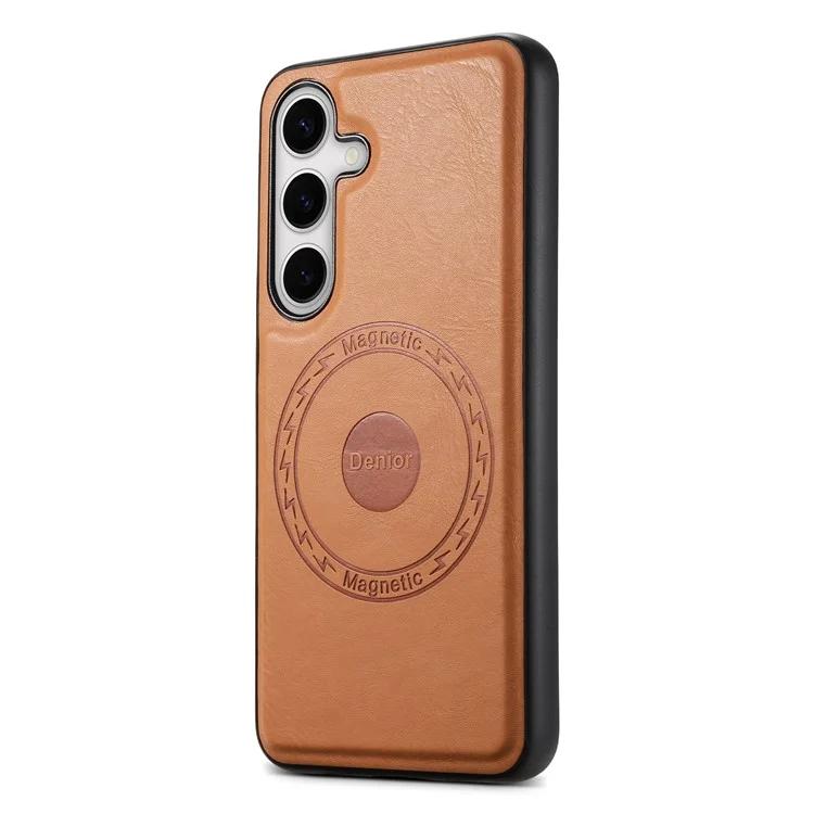 

DENIOR For Samsung Galaxy S24+ Case Cowhide Texture Magnetic Phone Cover