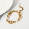 High Quality 18K Gold Plated O-Shaped Adjustable Lager Link Chain Stainless Steel Pearl Bracelet Jewelry Femme