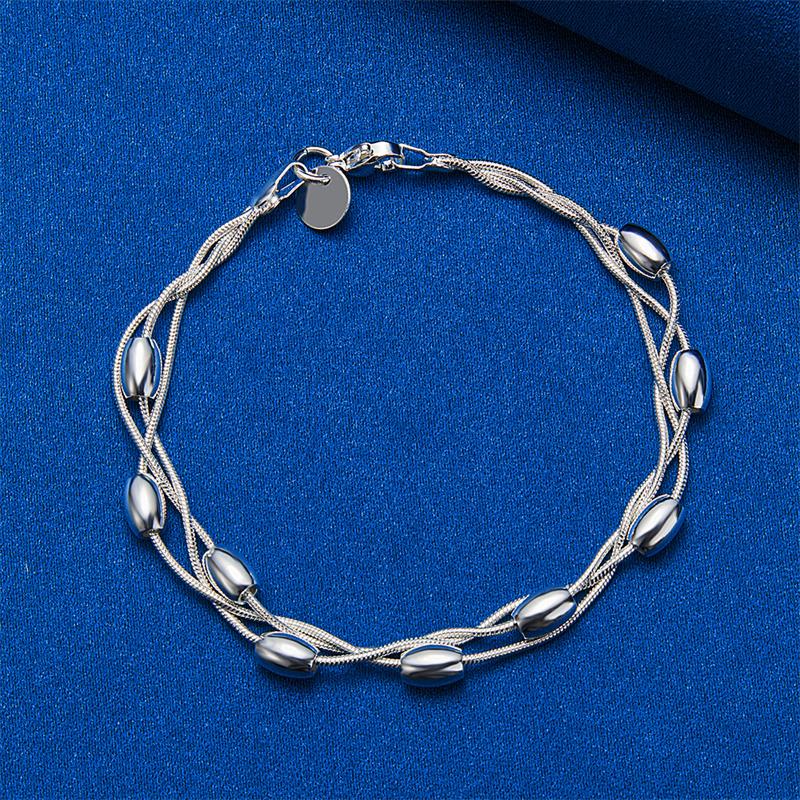 925 sterling silver 8-inch exquisite tassel round bracelet, fashionable women's wedding party jewelry accessories