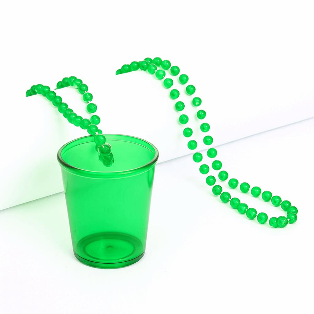 5Pcs Transparent Shot Glass on Beaded Necklace Hanging Plastic Cups  Bridal Showers