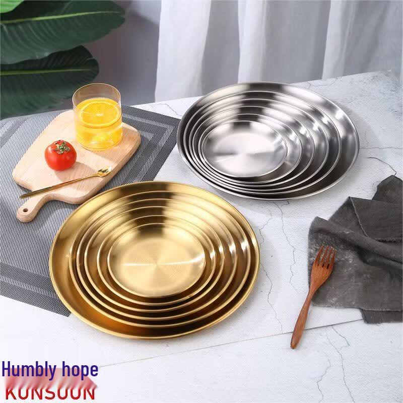 Korean Style Gold Stainless Steel Round Side Plate