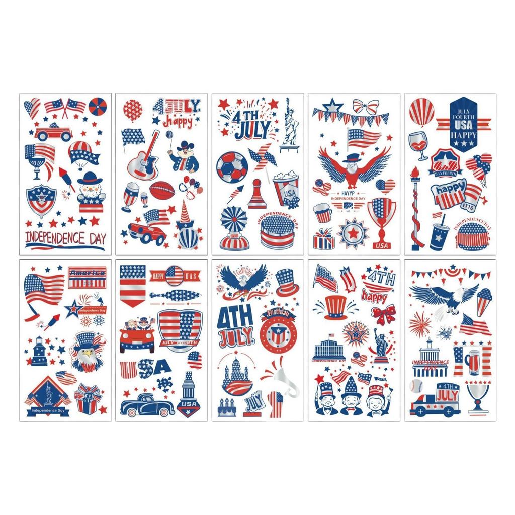 Independence Day Tattoo Stickers USA Holiday Party Themed Face Stickers Tattoo Stickers Persistent Stickers Graffiti