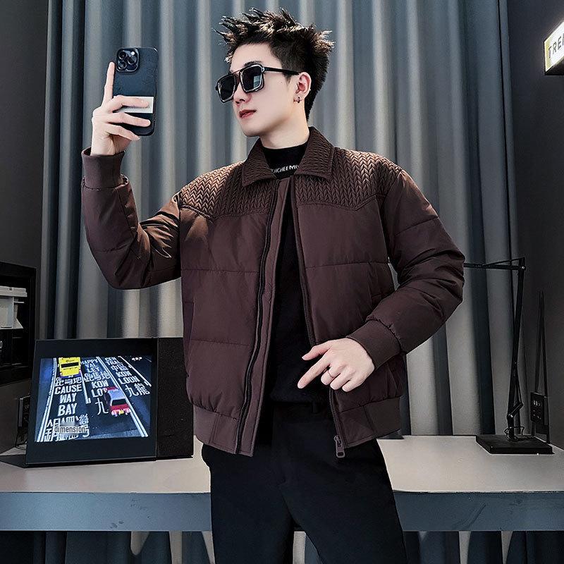 Men s Winter American Style Stand Collar Cotton Jacket Thickened Short Coat XXXL