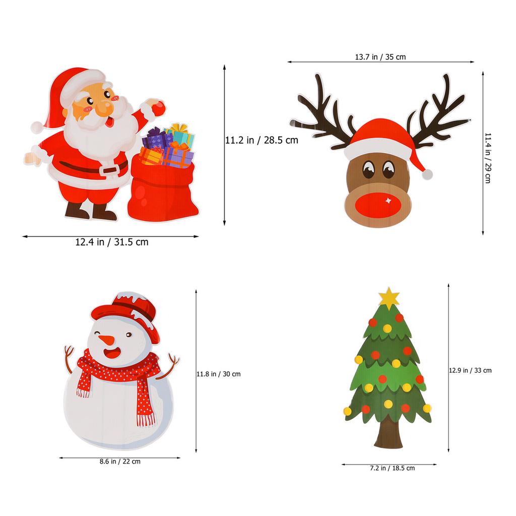 4 Pcs Yard Signs Durable Christmas Yard Sign Plastic Holiday Decor Outdoor Garden Inserts Lawn Signs Festive Atmosphere