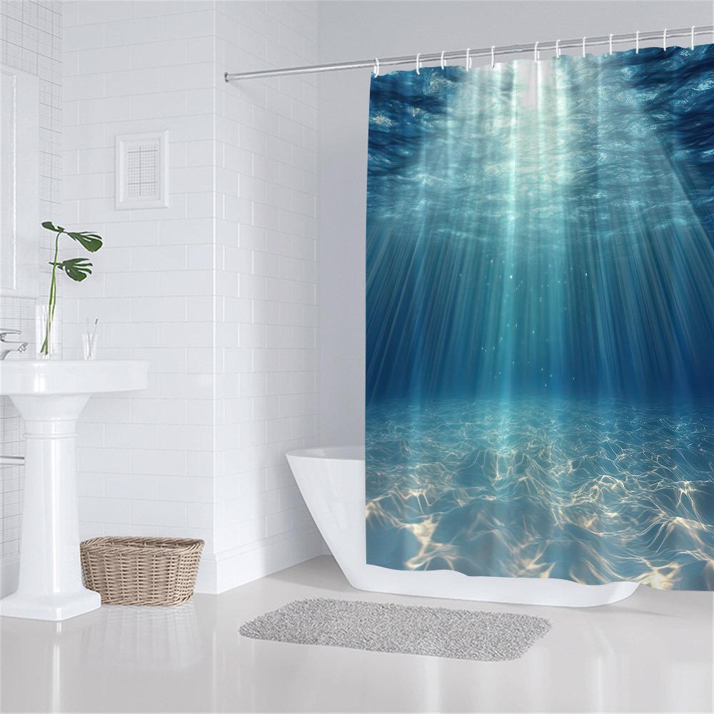 Mehrdesign-Duschvorhang mit Haken Einfach aufzuhängen Wasserdicht Leicht zu reinigen Für Zuhause Hotel Wohnheim Badezimmer Dekoration