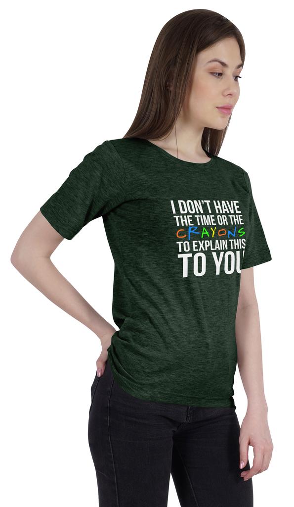 Inkmeso  Women's Tee Top   I Don't Have The Time Or The Crayons To Explain This To You   Sarcasm Tshirt