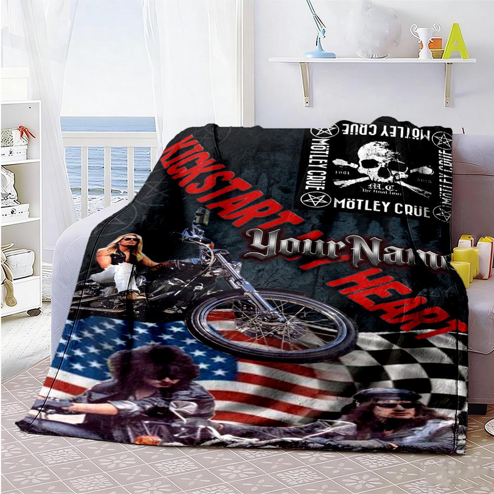Harley-davidson Motorcycles Personalized Text Blanket Multi-purpose Personalized Blanket Warmthful Decor for Sofa Seaside Bedding Chair