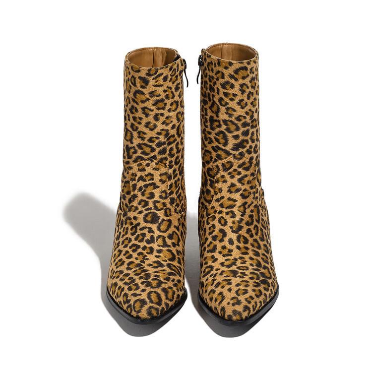 Autumn and winter new European and American large size low tube thick heel women's boots WISH leather boots