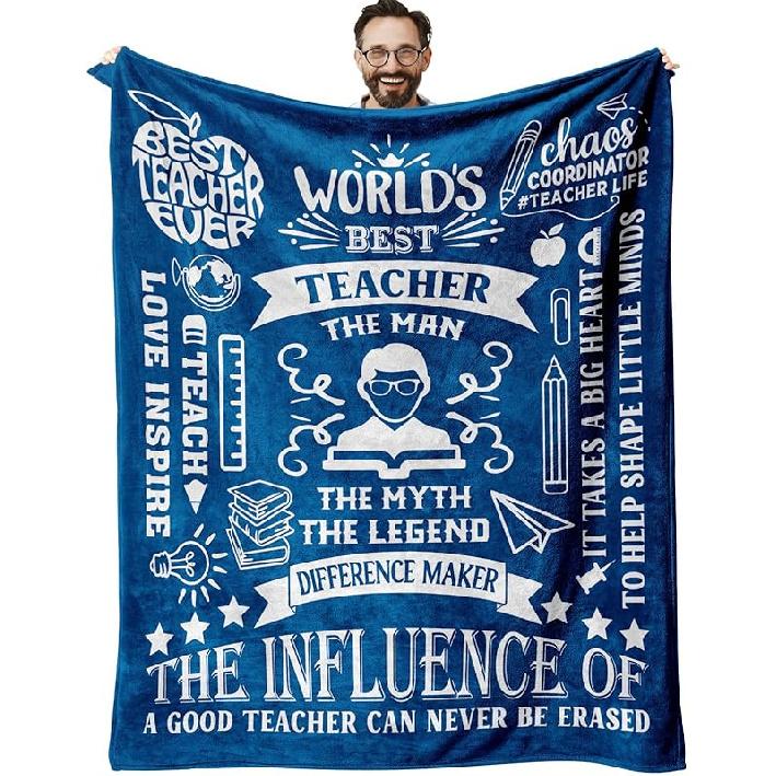 Valentines Day Teacher Gifts for Men Throw Blanket 60 x 50 , Male Teacher Gifts, Teacher Appreciation Gifts, Best Teacher Gifts Ideas, Birthday 60 x 50