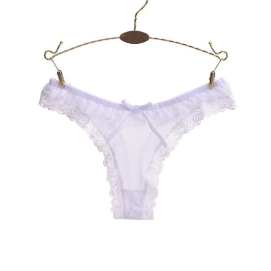 Sexy Lace Heart Pattern Bowknot Women Low Rise Brief Underwear Thong
