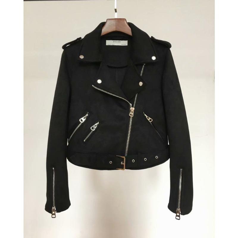 Autumn New Arrival Slim Fit Zipper Decorated Suede Jacket Short Women's Genuine Leather Jacket