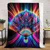 Colorful Mandala Peacock Fan Design Patterned Flannel Blanket Perfect for the Bedroom Living Room, Sofa, or a Little Nap