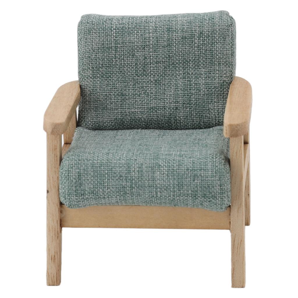 Doll House Sofa 1:12 Doll House Miniature Japanese Style Single Fabric Armchair Sofa Living Room Furniture Decoration Grey Green