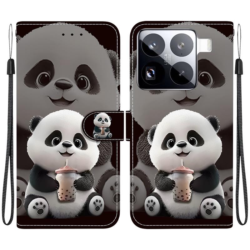 Etui Zwierzęce Lew Panda Skórzane Etui na Telefon Dla Xiaomi 15 Ultra 14 14T 13 13T 12T Pro 12 Lite 12X Portfel Klapka Karty Magnetyczne Etui