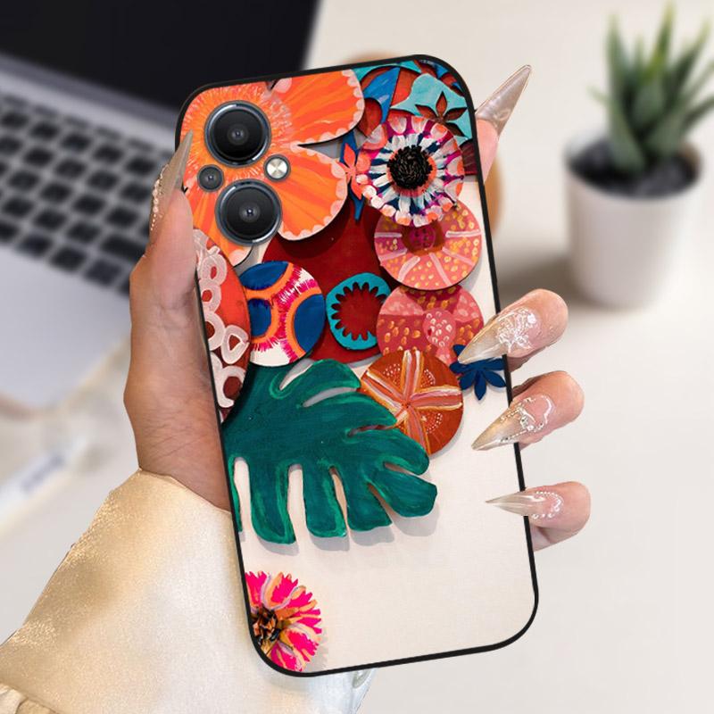 For Oppo Reno 7 8 Lite Reno7 Z 5G Case F21 Pro 5G CPH2341 Stylish Painted Cover Soft Silicone TPU Phone Cases For Oppo A96 5G