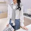 Striped Knitted Shawl Thin Warm Shoulder Wrap Trendy Shoulder Protection Scarf  Korean Style