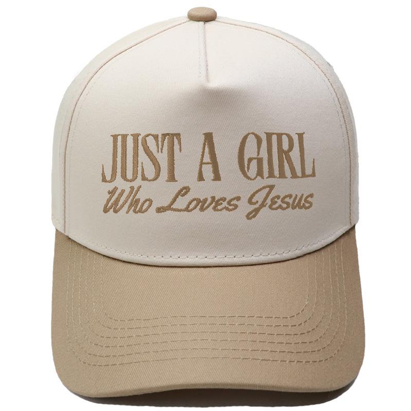 JUST A GIRL Truck Driver Hat Embroidery Color Matching Baseball Cap Men's and Women's Casual Outdoor Sun Hat