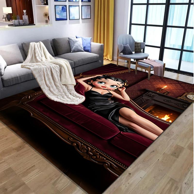 Betty Boop Pattern Rug, Indoor/Outdoor Mat, for Picnic, Gameroom, Bedroom, Office, Living Room, Home Decor Carpet, Birthday Gift
