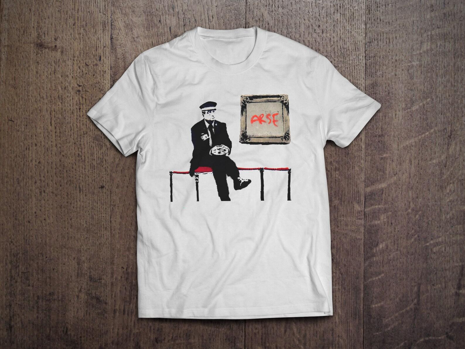 Banksy Arse Street Art / Heavyweight cotton unisex T shirt with print tee top S