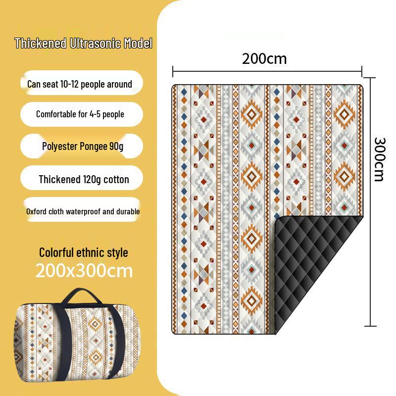 Tapis de pique-nique épaissi à ultrasons: Coussin d'extérieur résistant à l'humidité pour pelouse et camping avec piquets de sol
