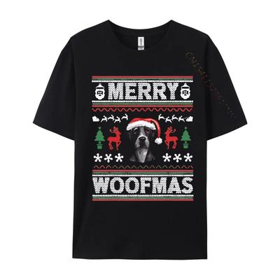 Merry Woofmas Ugly Christmas Great Dane Tshirts Tops Anime Printed Tshirt Cotton Casual Big And Tall T Shirts