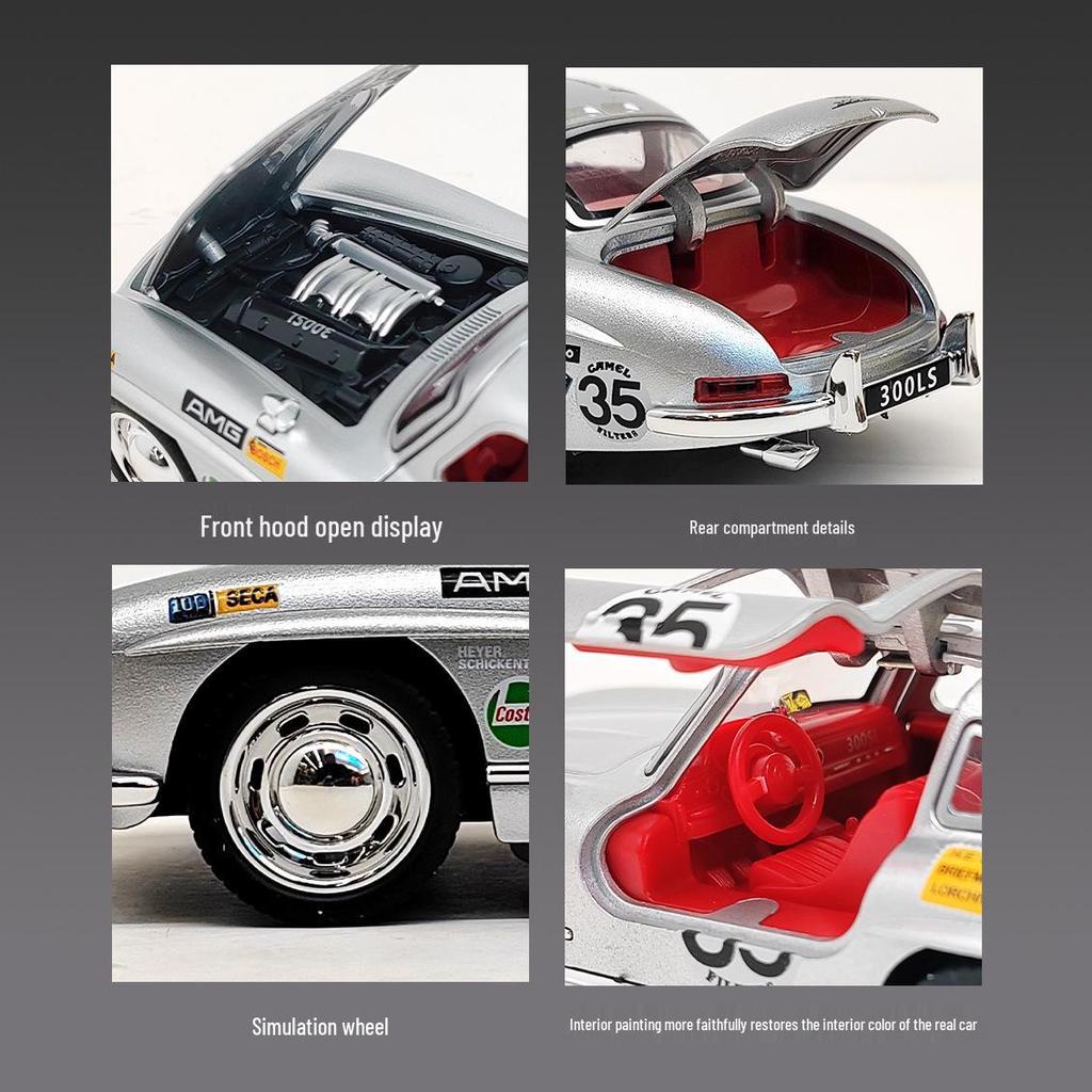 1:32 Classic 300SL Alloy Car Model with Lights & Sound Effects - Cyberpunk Arcade Display