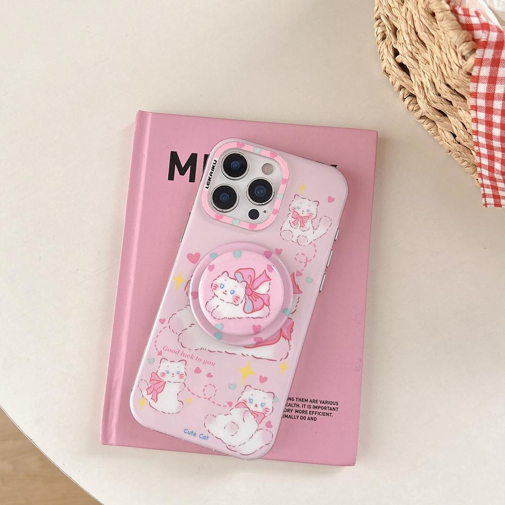 ins Korean cartoon animal suitable for Apple 16promax mobile phone case iPhone15 magnetic suction bracket 14P new