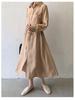 2024 Japanese & Korean Style Sleeveless Pocket Long Swing Casual Lapel Shirt Dress
