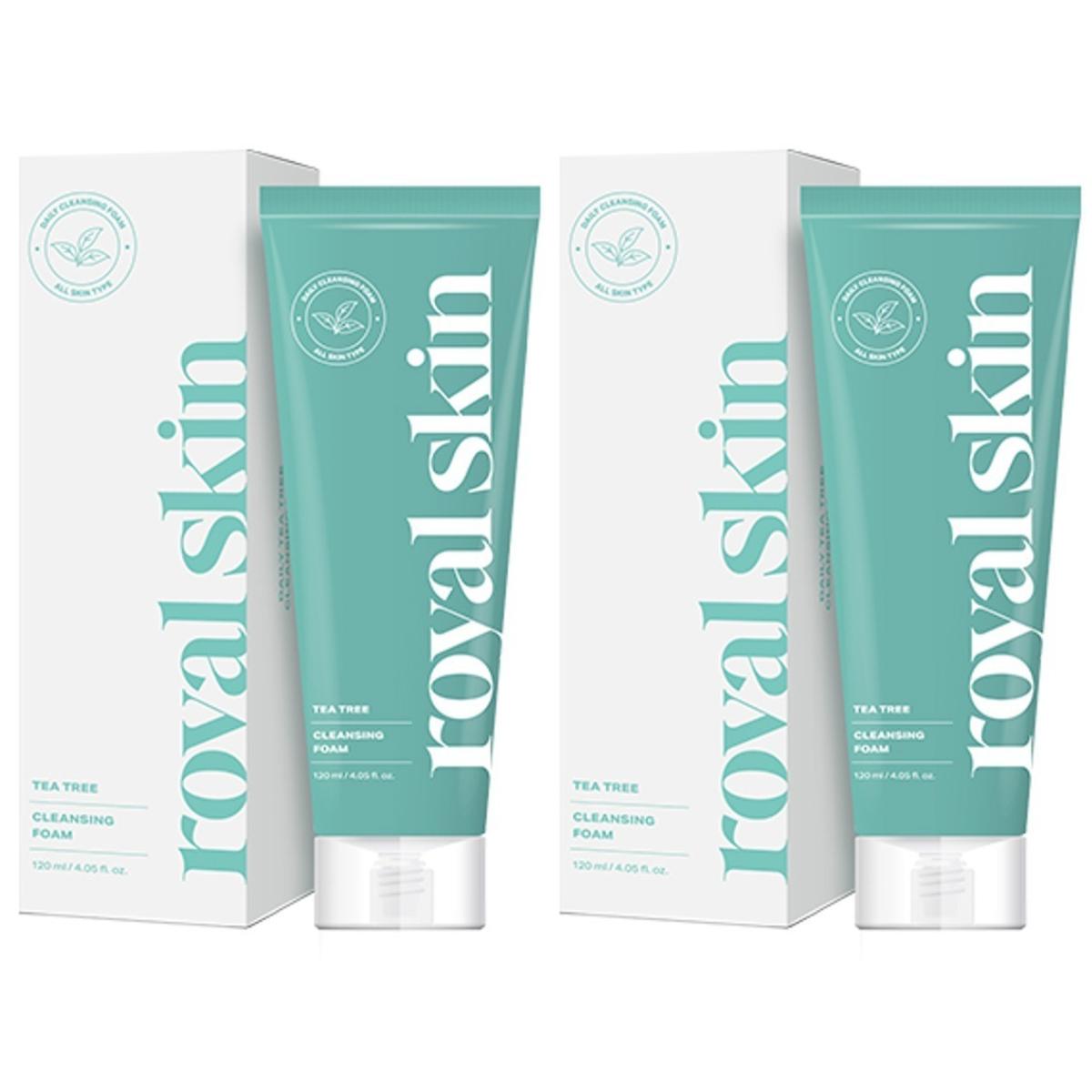 Royal Skin Daily Tea Tree Cleansing Foam Set (2pcs) - Purifying & Pore-Clearing Tea Tree Oil Facial Wash for Oily & Troubled Skin 120ml x 2