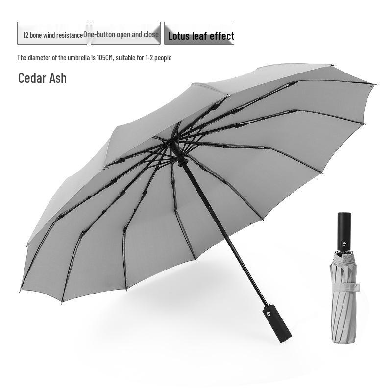 Extra-Large Automatic Black Men's Sunshade & Rain Umbrella - Sturdy, Foldable, Customizable with Thickened Design