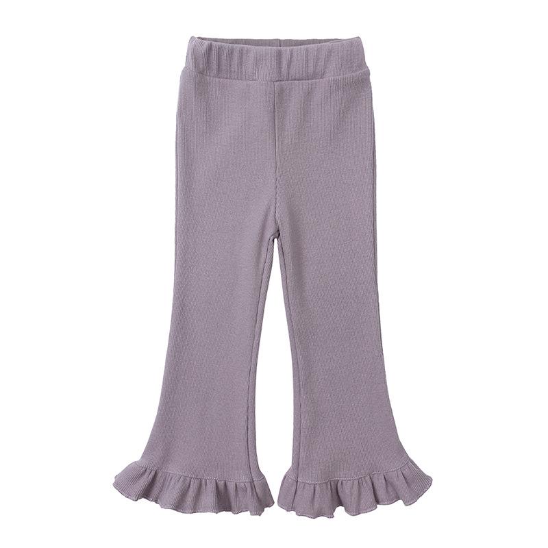 Korean Girls' Slim Fit Bell Bottom Knit Pants - Stylish Casual Kids' Outerwear