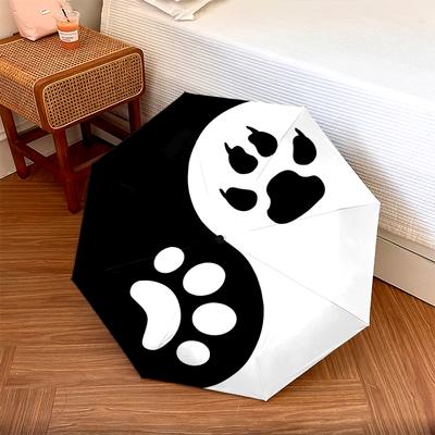 1 PC Automatic Folding Umbrella - Yin Yang Black and White Pattern, Portable & Foldable Design with 8 Ribs, Christmas Birthday Gifts