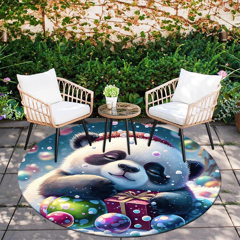 1 Stück Weicher, Saugfähiger & Rutschfester Schlafender Panda Runder Teppich Weicher Kreis-Teppich für Wohnzimmer- & Schlafzimmer-Dekoration, Stuhlunterlagen und Unvergessliches Zuhause