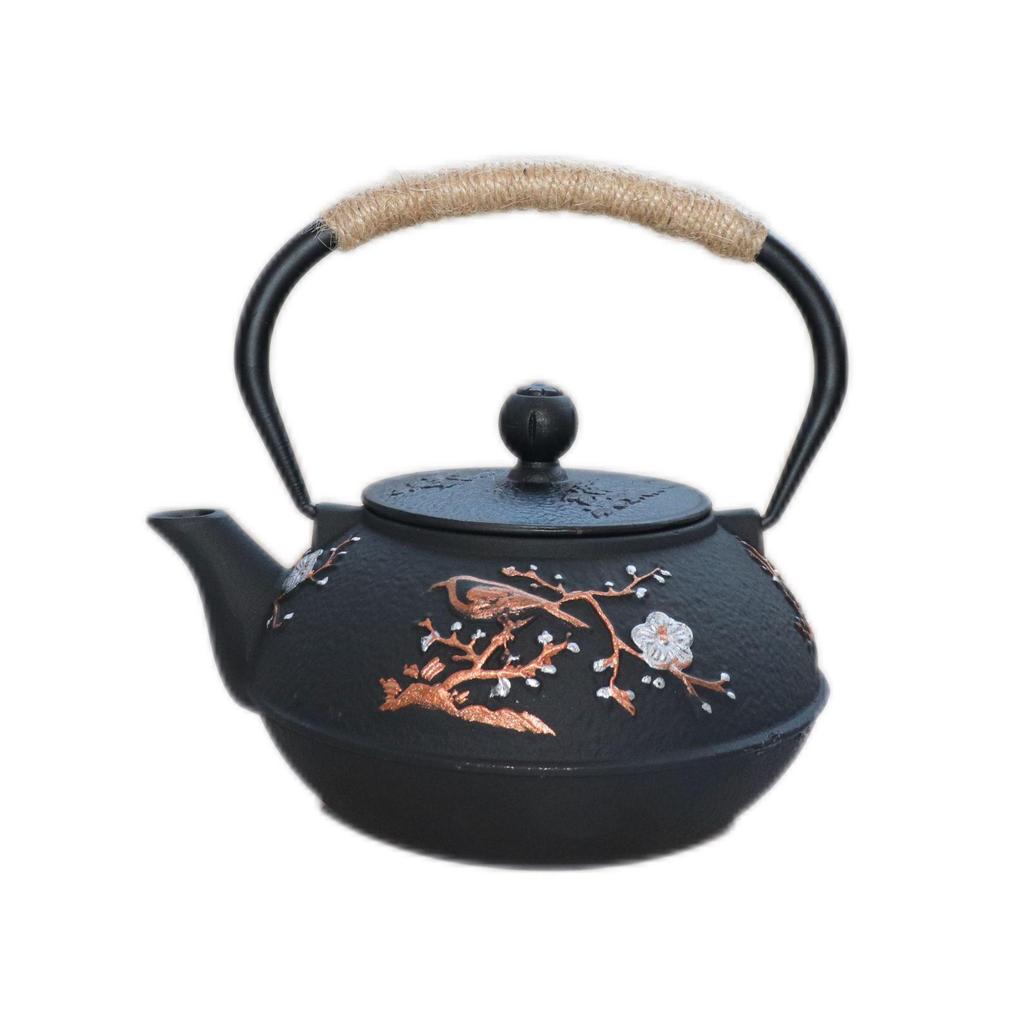Stove-Side Cast Iron Teapot Set with Handle – High-Rise Pot for Heat Preservation and Tea Brewing