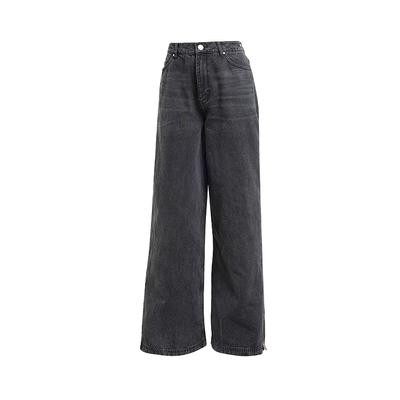 Originals Zipper Washed Loose Denim Pants Women Bottoms Black JX9211
