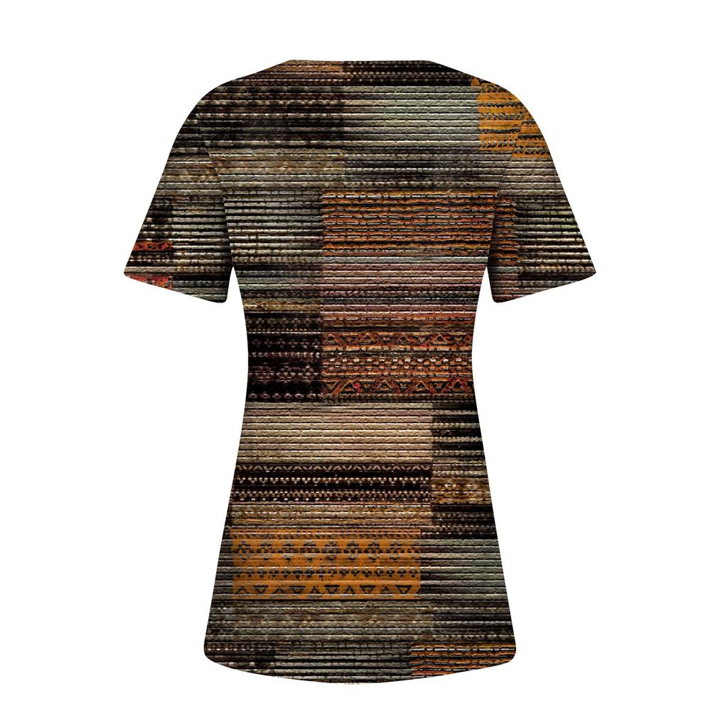 Women's Shirt Blouse Button Retro Print Short Sleeve Casual Basic Round Neck Regular Top