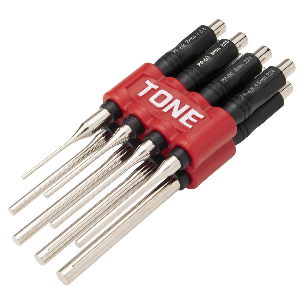 TONE Pin Punch Set PP800P Red 8 Items (with Holder) Contents