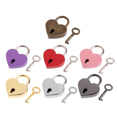 Heart Shape Vintage Old Antique Style Mini Archaize Padlocks Key Lock With Key MIT