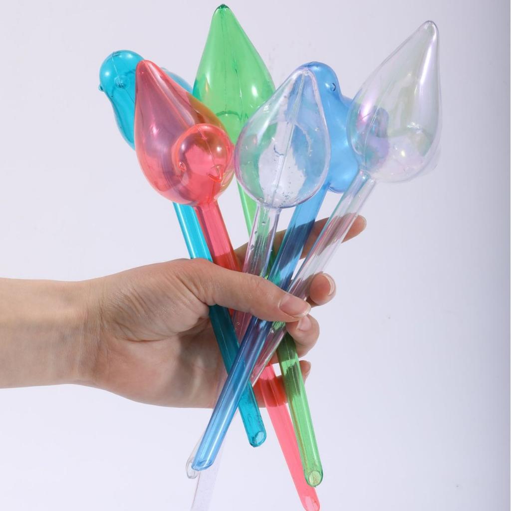 Plant Waterer Self Watering Globes, Bird Shape Hand Blown Clear Aqua Bulbs