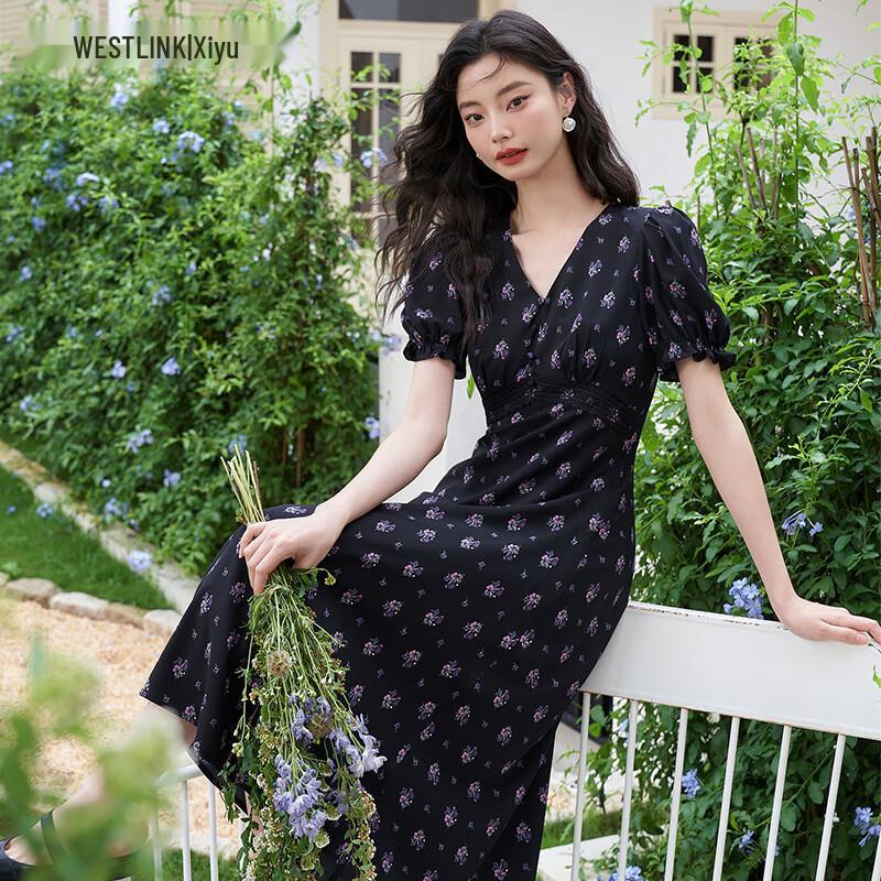 

Xi Yu V-Neck A-Line Floral Lace Ruffle Dress S