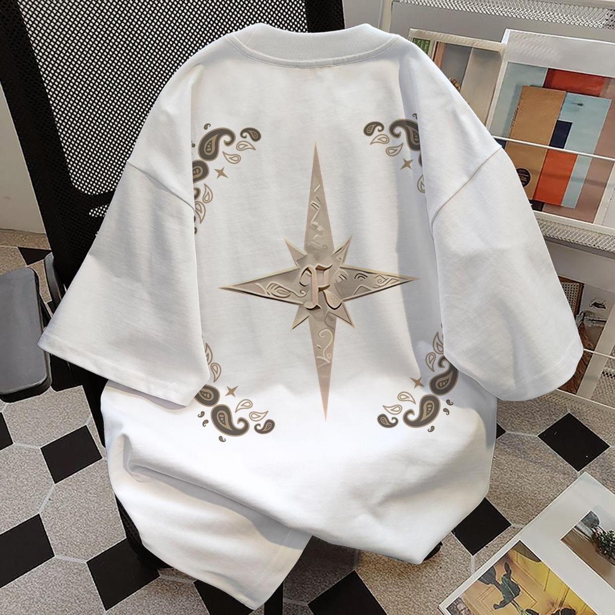 Модная летняя футболка с коротким рукавом с принтом, мужская футболка с круглым вырезом и коротким рукавом, молодежный модный топ M белый