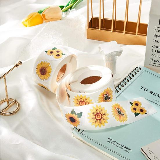 

1 Рулон Красивый Самоклеящийся Напоминание Компактный Изысканный Тонкий Текстура Подсолнечник Наклейки для багажа Подарочная бирка