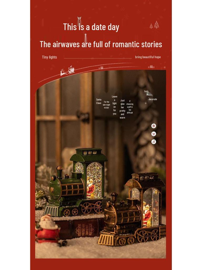 Vintage Light-Up Santa Claus Train Christmas Ornaments for Toddlers