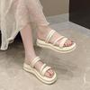 Women's High Platform Sandals Wedge-shaped Hollow Mu Shoes Casual Chunky Gladiator Sandals Summer Leather Beach Slippers