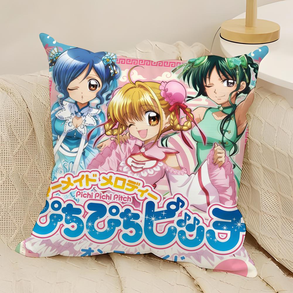 Comic Anime M-Mermaid Melody Pichi Pichi Pitch 4 Pillow Case Natural Linen Double-Sided Printing Sofa Home Decor Cushion Cover