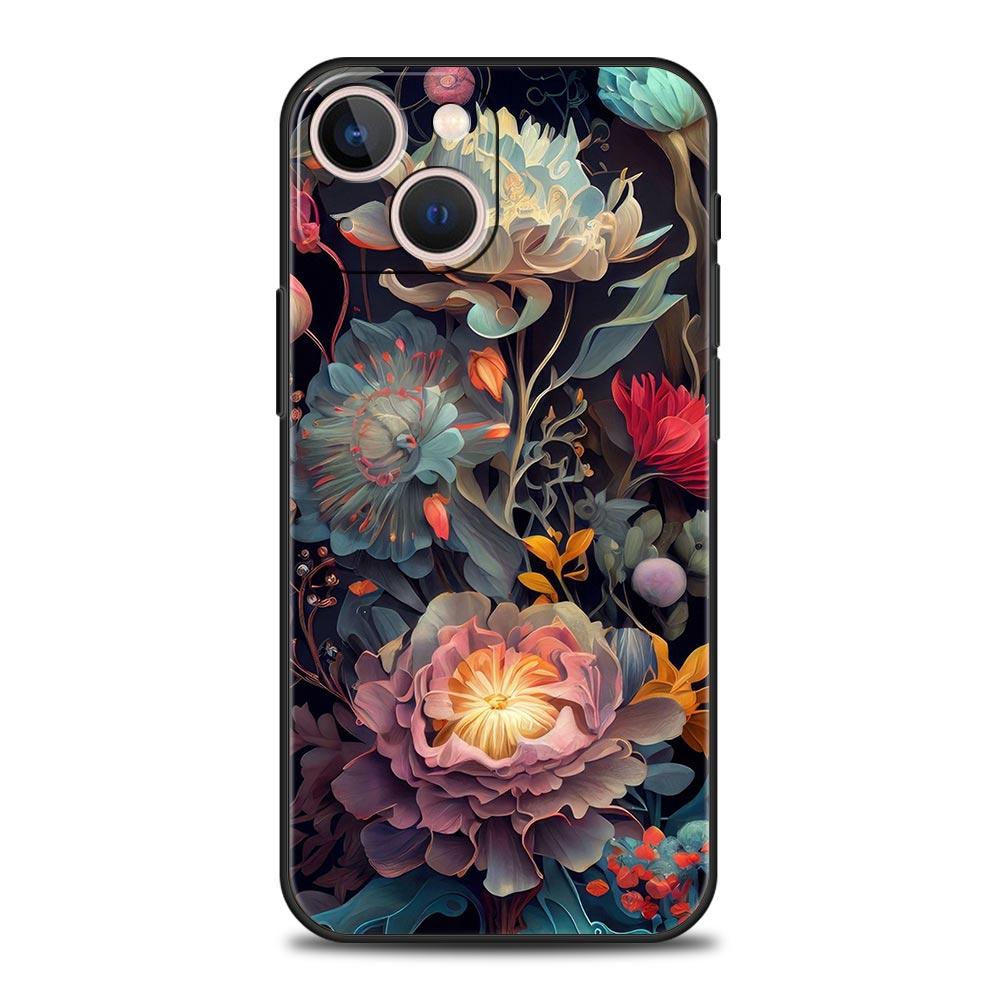 Abstract Plants Flower Phone Case Cover for iPhone 17 16 15 14 13 12 Pro Max 11 Pro Max 17 AIR Plus Shockproof Soft TPU Shell