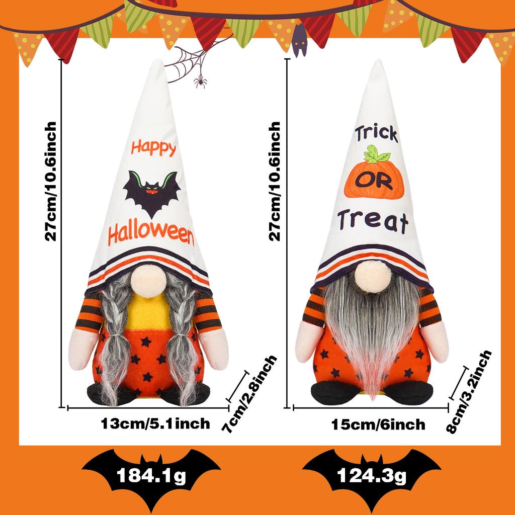 2pcs Halloween Gnomes Decoration Mr and Mrs Faceless Doll Ornaments for Halloween Table Ornament Tiered Tray Decor Party